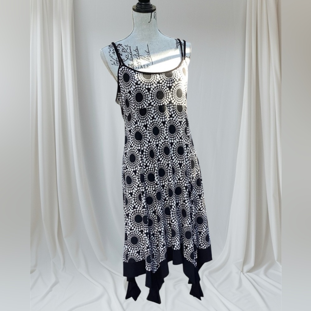 Bali Black & White Summer Midi Slip Dress Wedding Guest Date Night Party